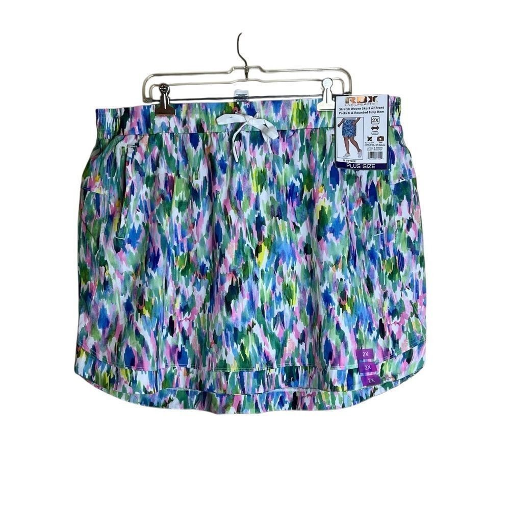 NWT! RBXβstretch woven multiβ colour skort
